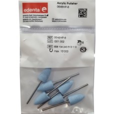 Edenta Acrylic Polishers - Mounted - Medium / Fine Grit - Light Blue - Point Flame - 6pc (0646HP-6)